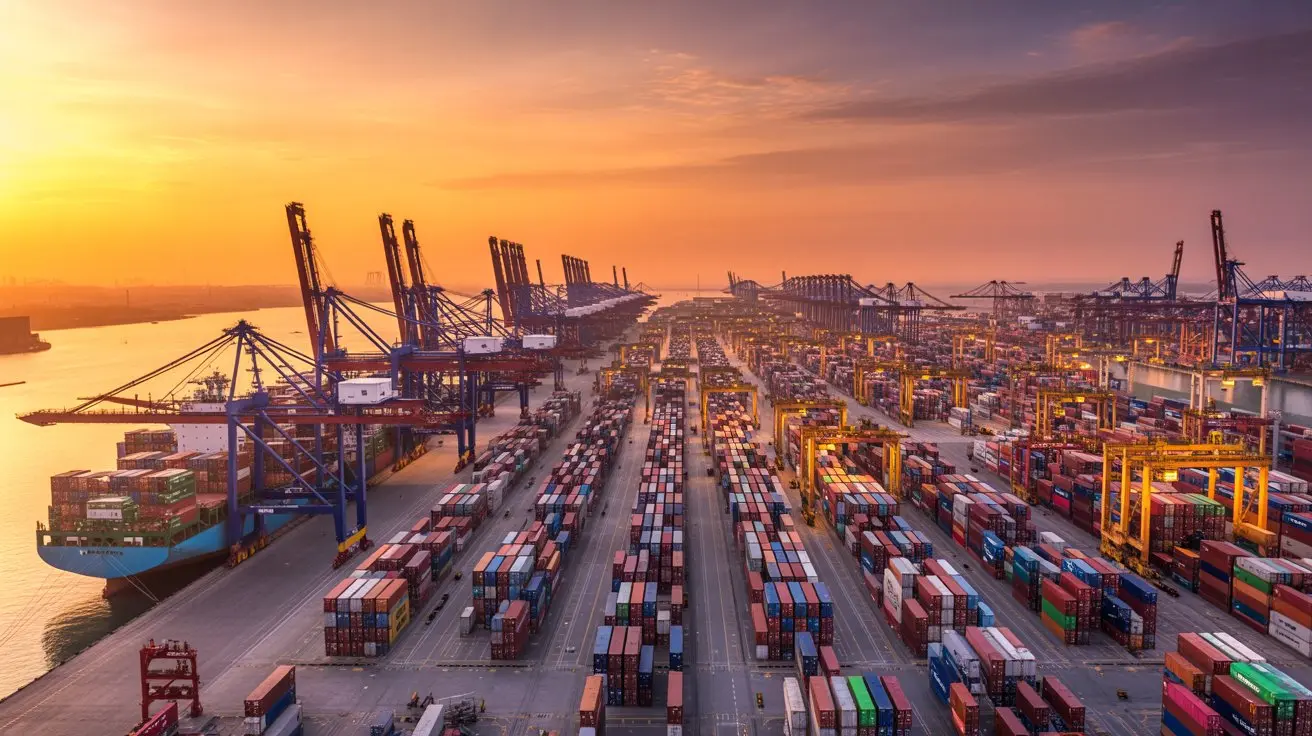 Global trade and shipping logistics background representing VersaMart Trading's multi-sector supply solutions.